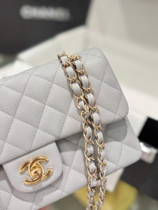 Chanel Classic Replica Women’s Handbag Gray Gold Lock 23cm - Image 6