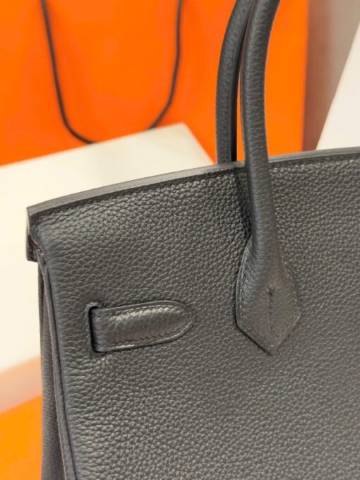 Hermes Birkin Like Auth Women’s Handbag Black White Lock 30cm - Image 10