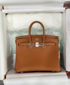 Alternative view of Hermes Birkin Women’s Handbag Brown Cracked Leather Like Auth 25cm