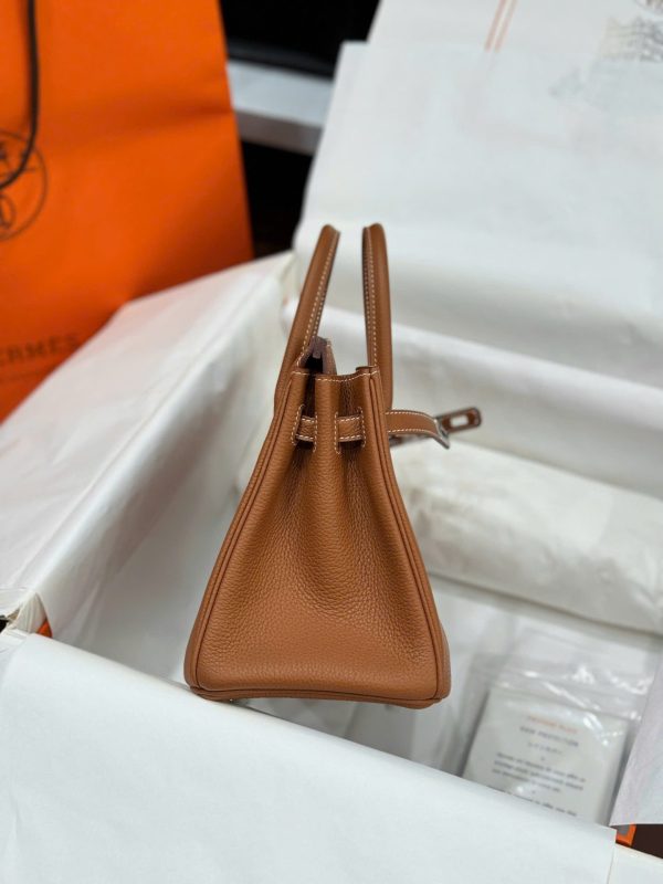 Hermes Birkin Women’s Handbag Brown Cracked Leather Like Auth 25cm - Image 9