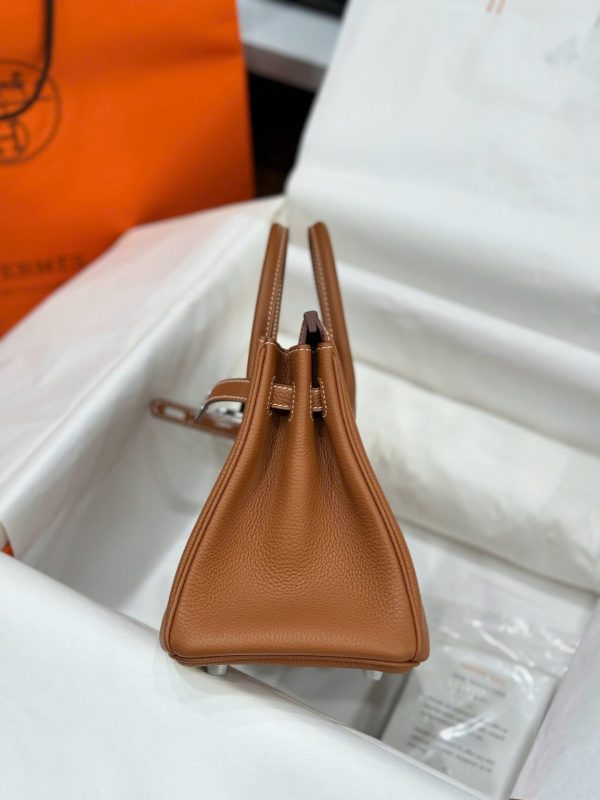 Hermes Birkin Women’s Handbag Brown Cracked Leather Like Auth 25cm - Image 8