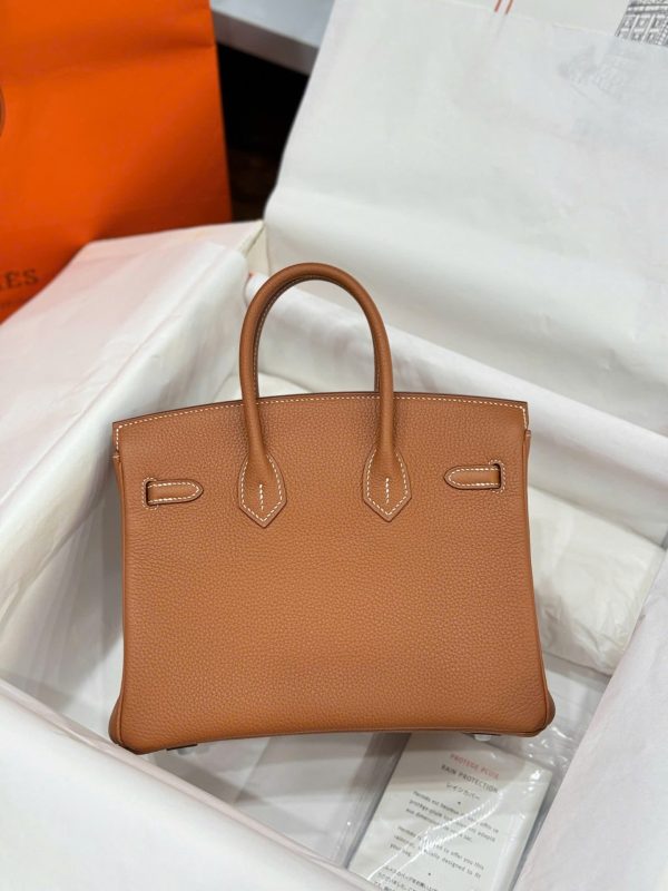 Hermes Birkin Women’s Handbag Brown Cracked Leather Like Auth 25cm - Image 4