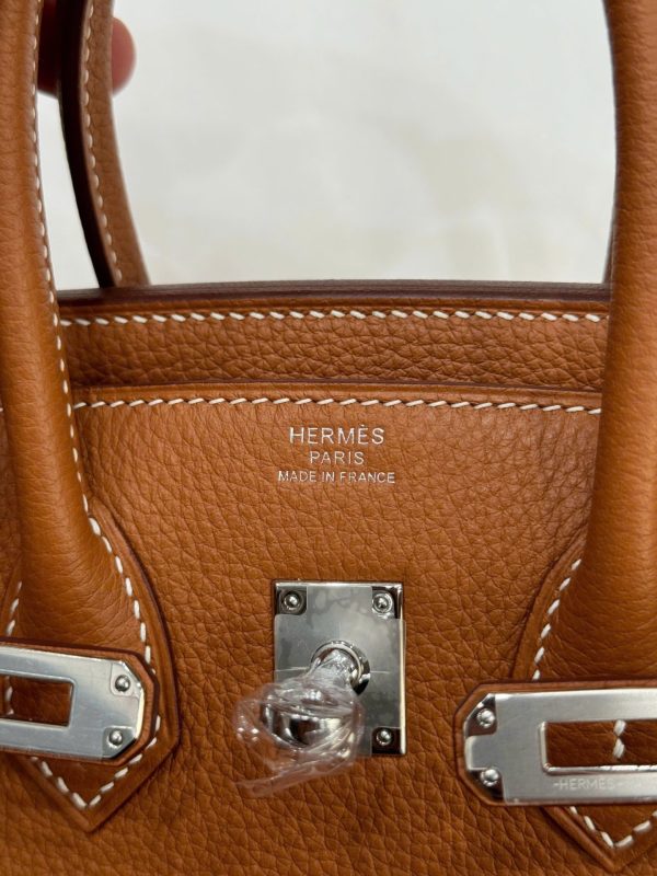 Hermes Birkin Women’s Handbag Brown Cracked Leather Like Auth 25cm - Image 7