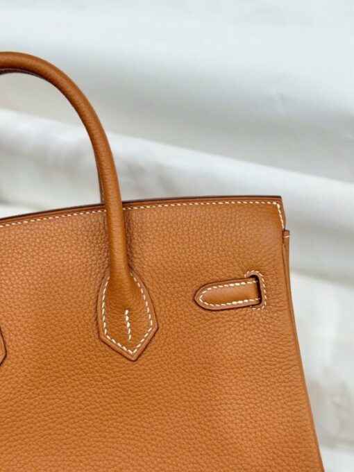 Hermes Birkin Women’s Handbag Brown Cracked Leather Like Auth 25cm - Image 10