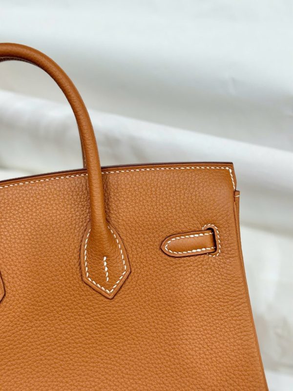 Hermes Birkin Women’s Handbag Brown Cracked Leather Like Auth 25cm - Image 10