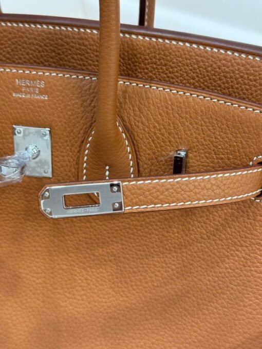 Hermes Birkin Women’s Handbag Brown Cracked Leather Like Auth 25cm - Image 5