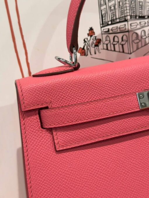 Hermes Kelly Like Auth Women’s Handbag Dark Pink White Lock 25cm - Image 4