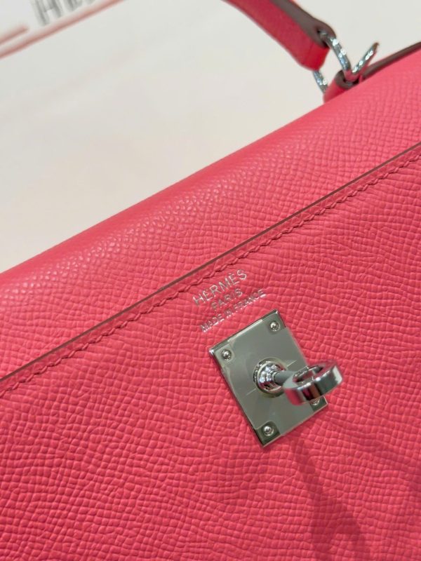 Hermes Kelly Like Auth Women’s Handbag Dark Pink White Lock 25cm - Image 5