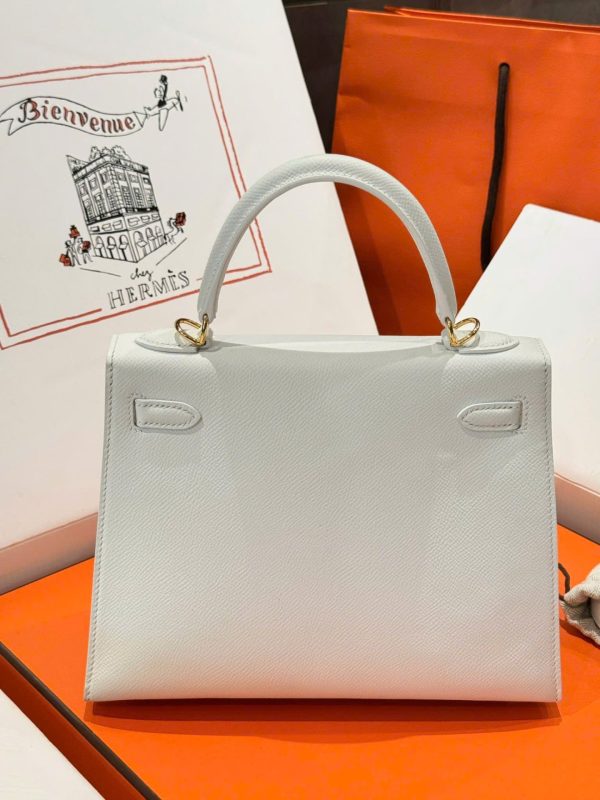 Hermes Kelly Rep 11 High-Quality White Women’s Handbag with Gold Lock 25cm - Image 3