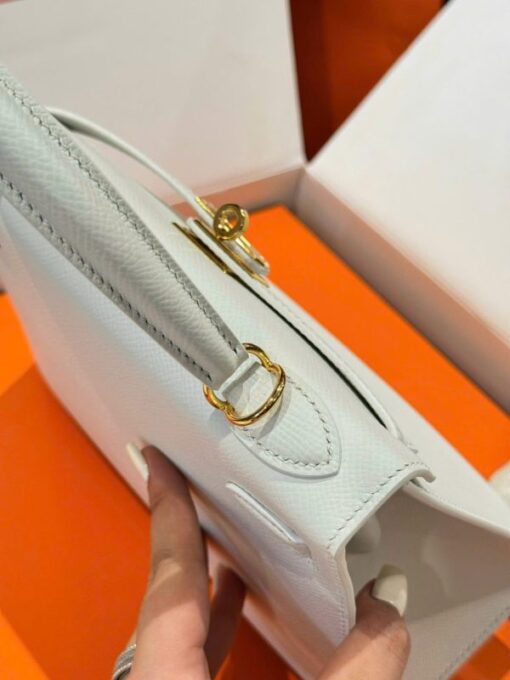 Hermes Kelly Rep 11 High-Quality White Women’s Handbag with Gold Lock 25cm - Image 8