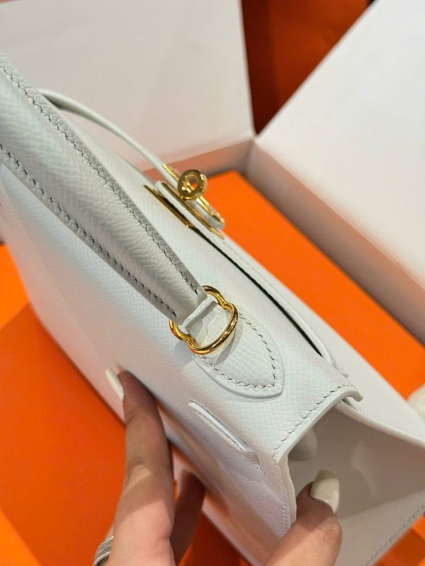 Hermes Kelly Rep 11 High-Quality White Women’s Handbag with Gold Lock 25cm - Image 8