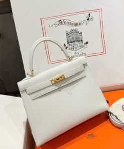 Alternative view of Hermes Kelly Rep 11 High-Quality White Women’s Handbag with Gold Lock 25cm