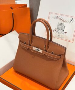 Like Auth Hermes Birkin Women’s Handbag Brown White Lock 30cm