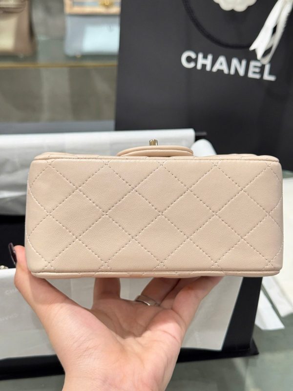 Chanel Classic Mini Beige Super High Quality Women’s Handbag with Gold Lock 17cm - Image 4