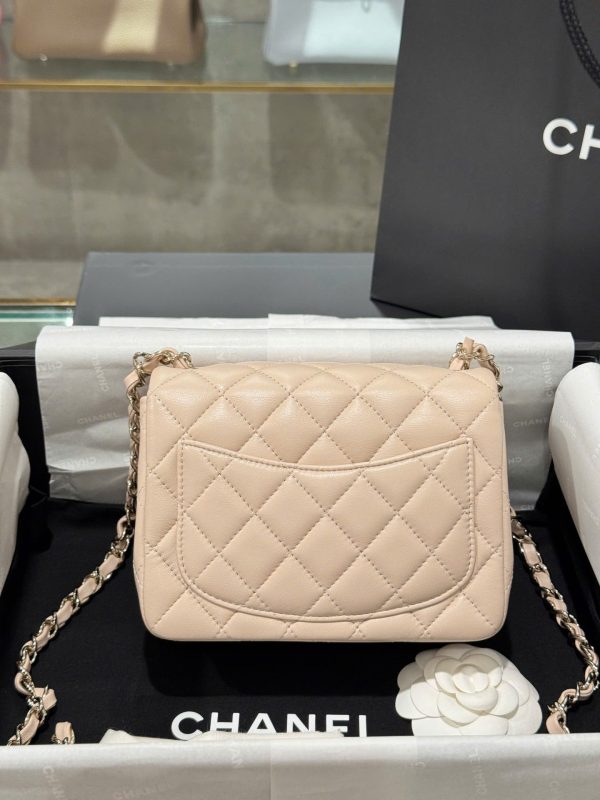 Chanel Classic Mini Beige Super High Quality Women’s Handbag with Gold Lock 17cm - Image 3