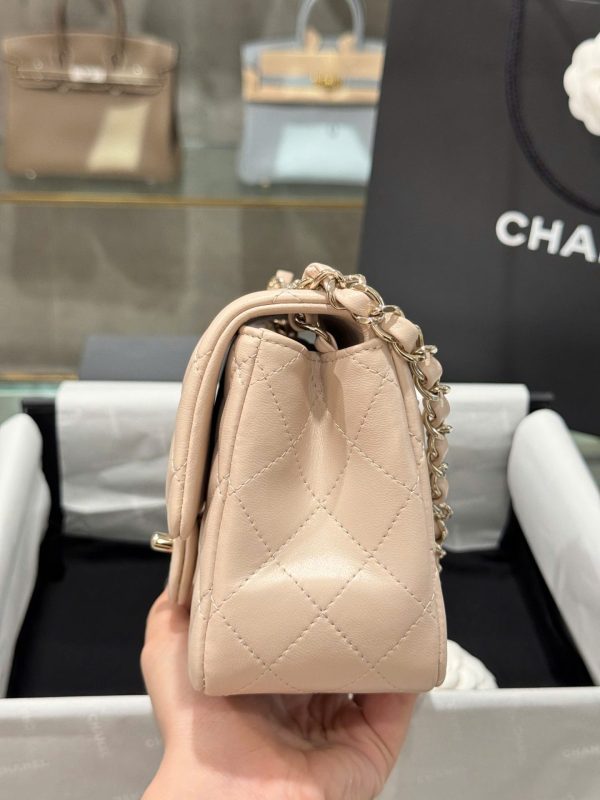 Chanel Classic Mini Beige Super High Quality Women’s Handbag with Gold Lock 17cm - Image 5