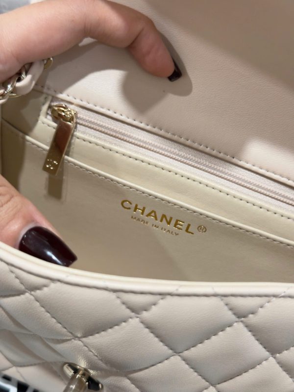 Chanel Classic Mini Beige Super High Quality Women’s Handbag with Gold Lock 17cm - Image 7