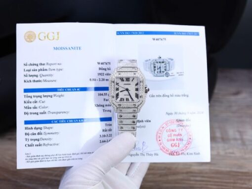 Cartier Santos Custom With Full Diamond Moissanite Hong Kong 35mm - Image 2