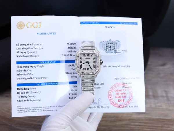 Cartier Santos Custom With Full Diamond Moissanite Hong Kong 35mm - Image 2
