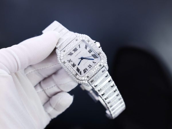 Cartier Santos Custom With Full Diamond Moissanite Hong Kong 35mm - Image 6