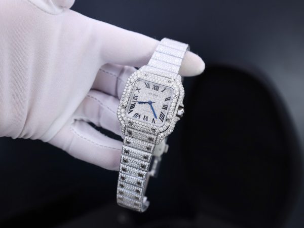 Cartier Santos Custom With Full Diamond Moissanite Hong Kong 35mm - Image 5