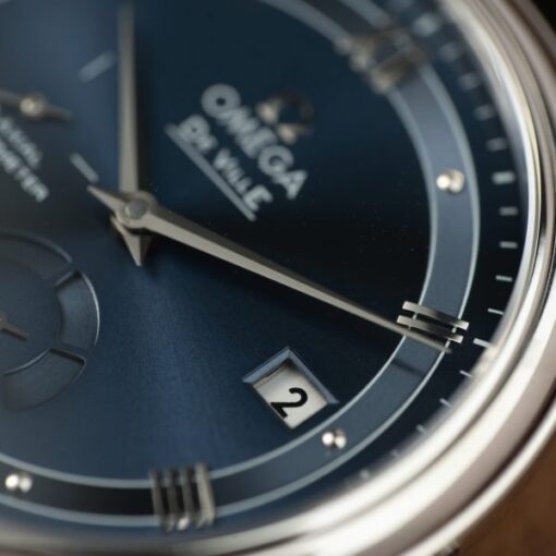 Omega De Ville Prestige Power Reserve Replica Watch Dial Blue Leather Strap 39.5mm - Image 6