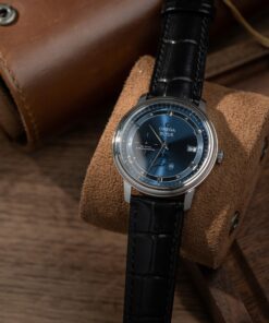 Omega De Ville Prestige Power Reserve Replica Watch Dial Blue Leather Strap 39.5mm