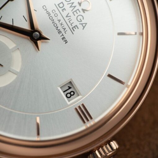 Omega De Ville Prestige Power Reserve Replica Watches Brown Leather Strap 39.5mm - Image 6