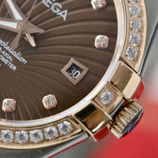 Omega Constellation Co-Axial Fake Watch Brown Dial Metal Strap 38mm - Image 7