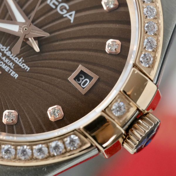 Omega Constellation Co-Axial Fake Watch Brown Dial Metal Strap 38mm - Image 7