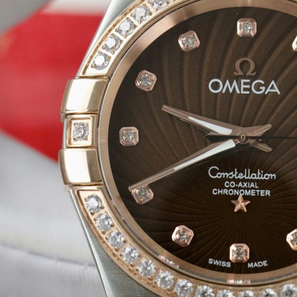Omega Constellation Co-Axial Fake Watch Brown Dial Metal Strap 38mm - Image 6