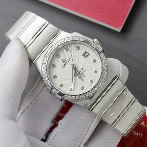 Omega Constellation Co-Axial Fake 11 Watch White Dial Metal Strap 38mm - Image 2