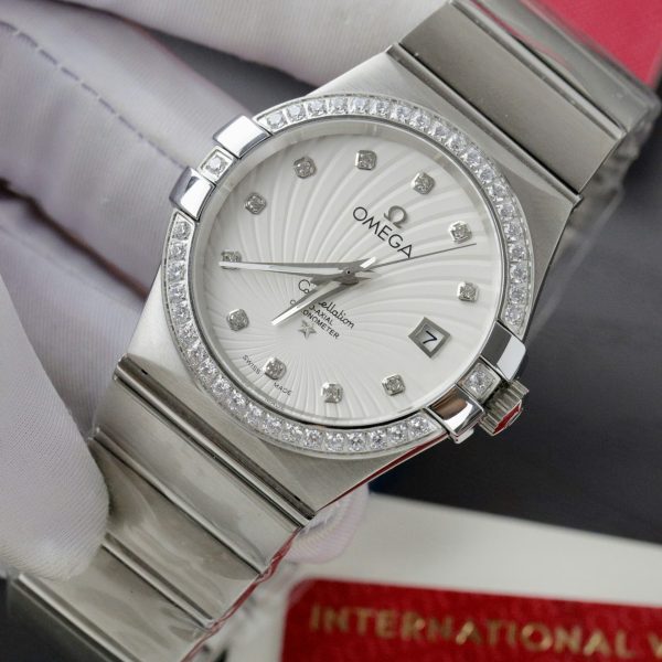 Omega Constellation Co-Axial Fake 11 Watch White Dial Metal Strap 38mm - Image 3