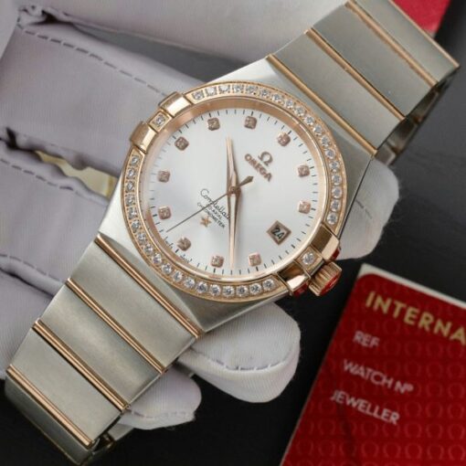 Omega Constellation Co-Axial Clone 11 Watch White Dial Metal Strap 38mm - Image 4