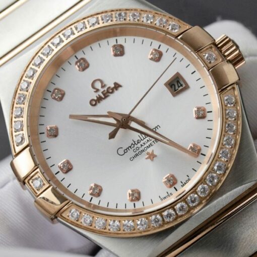 Omega Constellation Co-Axial Clone 11 Watch White Dial Metal Strap 38mm - Image 5
