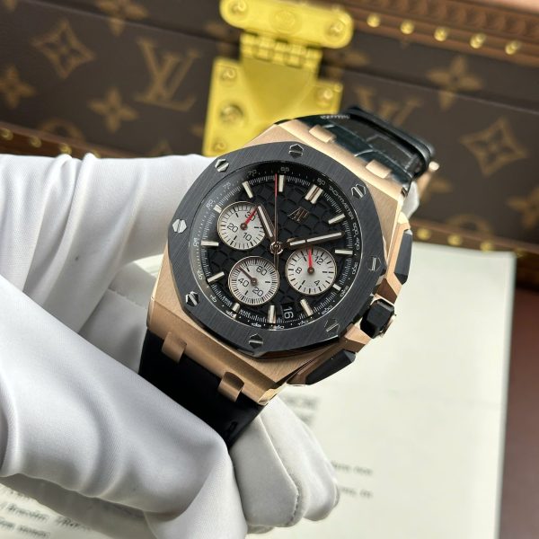 Audemars Piguet Royal Oak Offshore Chronograph 26420 Rose Gold Replica Watch Black Dial APP Factory 43mm - Image 5