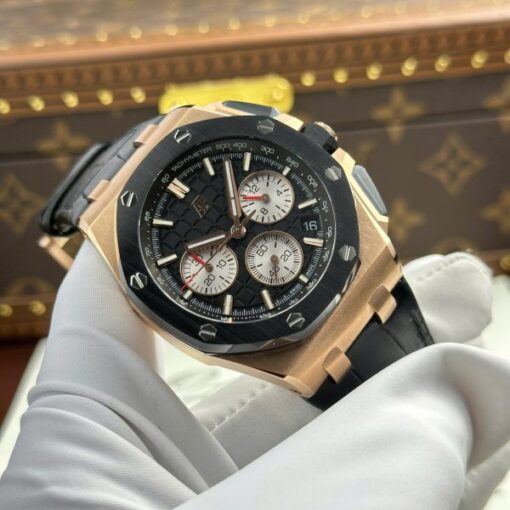 Audemars Piguet Royal Oak Offshore Chronograph 26420 Rose Gold Replica Watch Black Dial APP Factory 43mm - Image 4