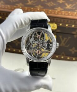 Alternative view of Audemars Piguet 26600 Tourbillon Openworked Replica Watch Leather Strap 41mm