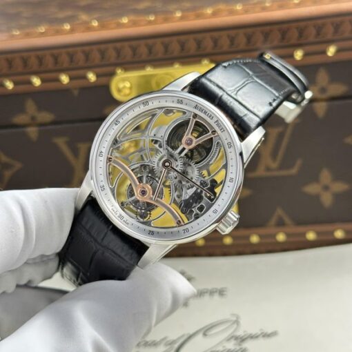 Audemars Piguet 26600 Tourbillon Openworked Replica Watch Leather Strap 41mm - Image 3