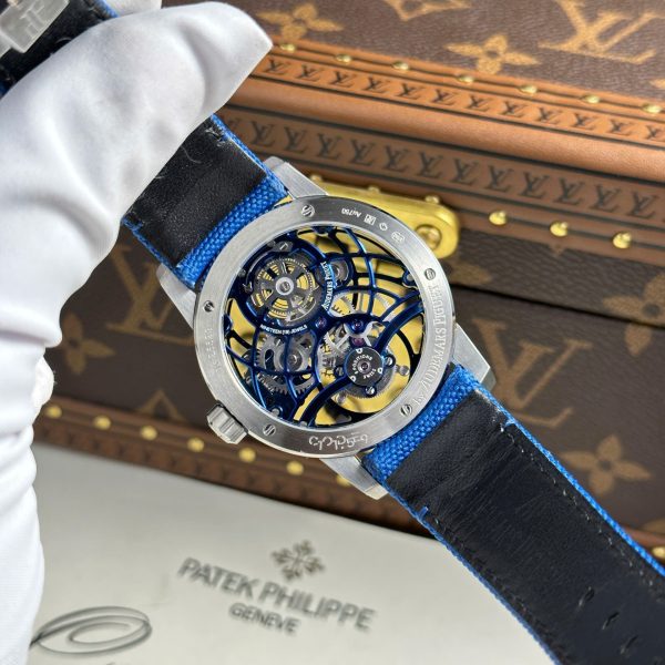 Audemars Piguet 26600 Tourbillon Openworked Best Replica Watch Blue 41mm - Image 12