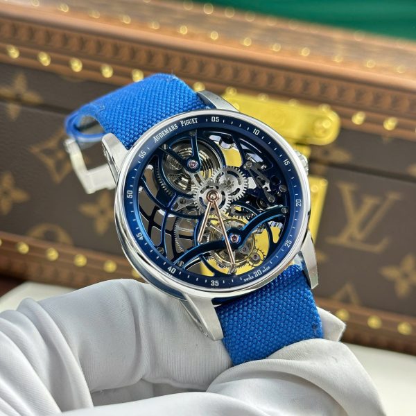 Audemars Piguet 26600 Tourbillon Openworked Best Replica Watch Blue 41mm - Image 3