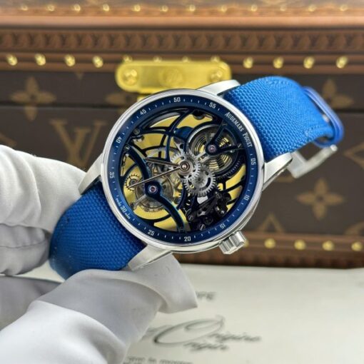 Audemars Piguet 26600 Tourbillon Openworked Best Replica Watch Blue 41mm - Image 4