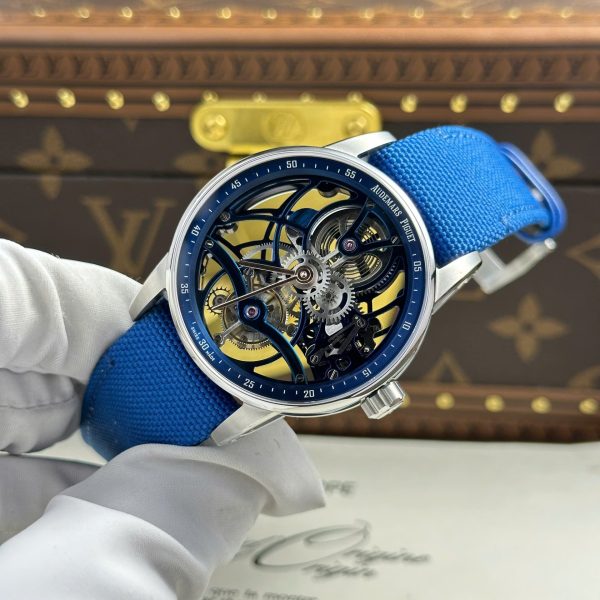 Audemars Piguet 26600 Tourbillon Openworked Best Replica Watch Blue 41mm - Image 4