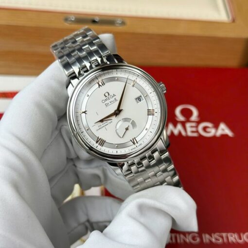 Omega De Ville Prestige Power Reserve Replica Watch White Dial Metal Wire 39.5mm - Image 4