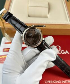 Alternative view of Omega De Ville Prestige Power Reserve Replica 11 Watch Dial Chocolate Leather Strap 39.5mm
