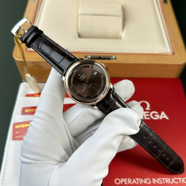 Omega De Ville Prestige Power Reserve Replica 11 Watch Dial Chocolate Leather Strap 39.5mm - Image 2