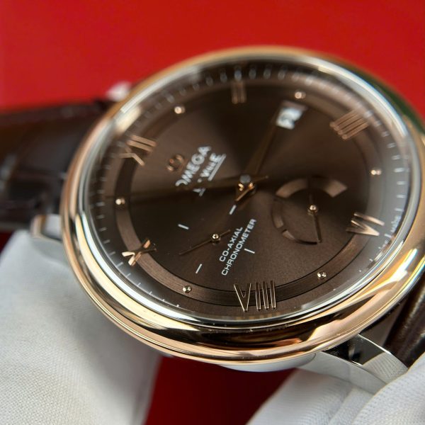 Omega De Ville Prestige Power Reserve Replica 11 Watch Dial Chocolate Leather Strap 39.5mm - Image 5