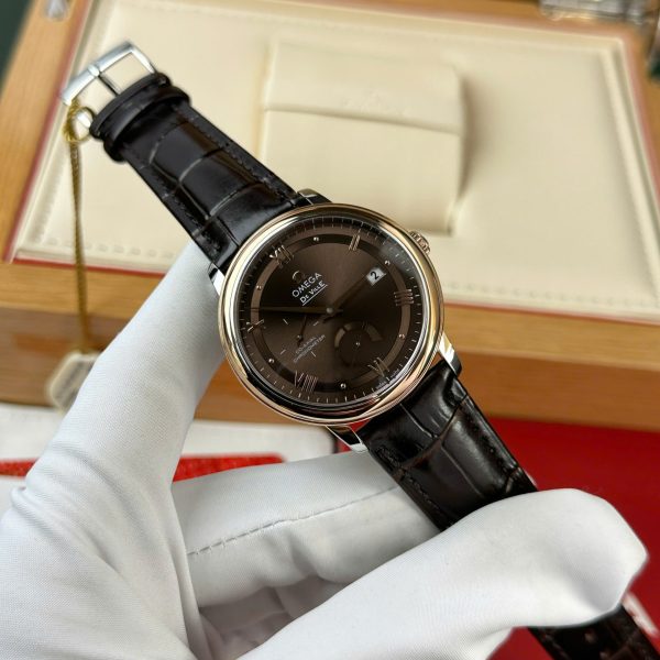 Omega De Ville Prestige Power Reserve Replica 11 Watch Dial Chocolate Leather Strap 39.5mm - Image 3