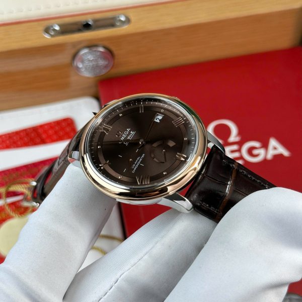 Omega De Ville Prestige Power Reserve Replica 11 Watch Dial Chocolate Leather Strap 39.5mm - Image 7