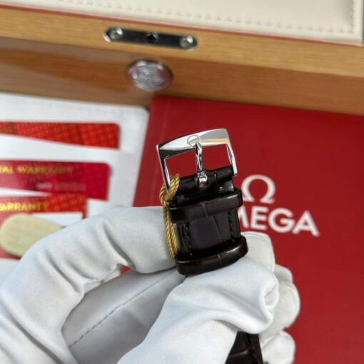 Omega De Ville Prestige Power Reserve Replica 11 Watch Dial Chocolate Leather Strap 39.5mm - Image 11